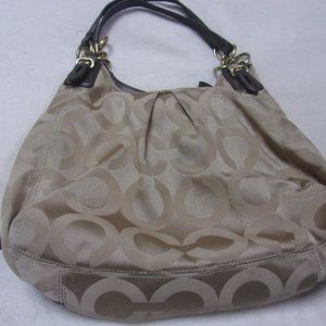 Coach Signature Khaki Op Art Hobo Bag